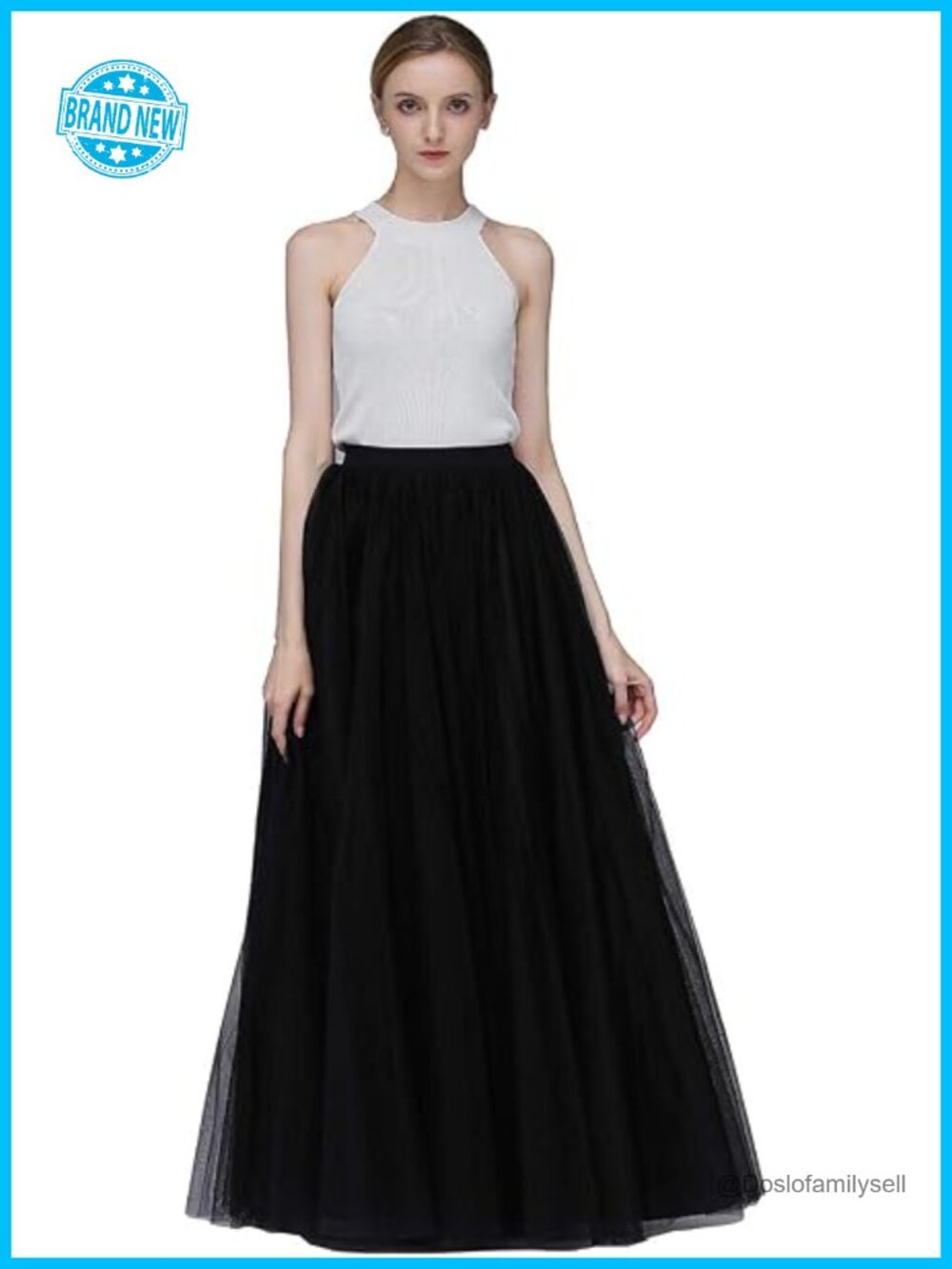 A-Line Floor-Length Tulle Tutu Skirt for Bridesmaid Prom Evening Party
